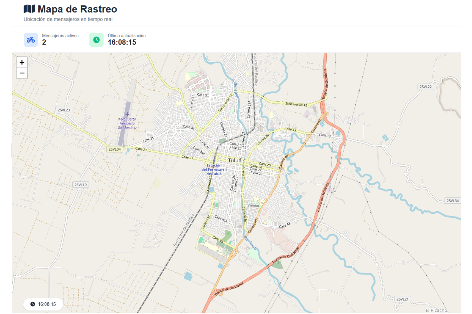 Mapa de rastreo en tiempo real SERVIEXPRESS